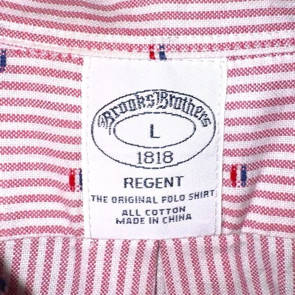 Brooks Brothers Red & White Striped Regent S/S Oxford Shirt L - Picture 2 of 8